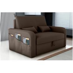 Sofá Cama com Baú 2 Lugares 140cm Lady Day Marrom Matrix, Marrom, 2