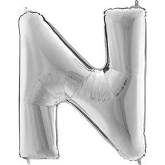 Balão Metalizado Prata Letra N - 1 Metro