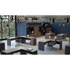 Mesa para Escritório 3 Gavetas PE40 Pandin Móveis  Noce Marromlle/Preto