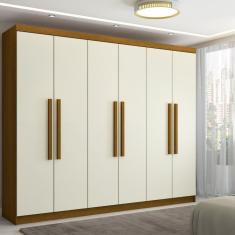 Guarda-Roupa Casal Império 6 Portas 2 Gavetas Nature/Champanhe - Pnr Móveis