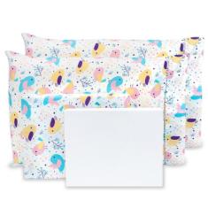 Lençol Solteirão 4 Peças Estampado Infantil C/ Ponto Palito Percal 180