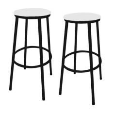 Kit 2 Banquetas Alta Banco Bar Balcão Bistrô Sem Encosto Preta - Mover