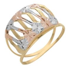 Anel de Ouro Vazado com Detalhes Cucitura - Meu Anel, 21