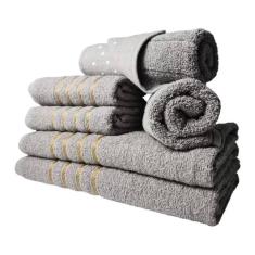 Jogos De Toalhas 2 Banhos 2 Rosto 2 Tapetes 6pçs Cinza