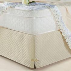 Saia Cama Box Solteiro Tunísia Matelada C/ Pingente Bege - CASA SCARPA