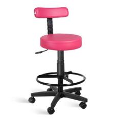 Cadeira Mocho Alto Estética Giratória Com Rodízios - Ideaflex,  ROSA