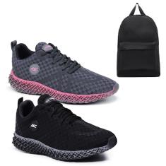 Combo 2 Pares de Tênis + Mochila Básica para Atividades do Dia a Dia-Unissex