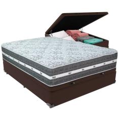 Cama Box Baú e Colchão Black Graphite Molas Ensacadas Casal Anjos