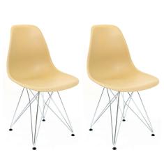 Conjunto com 2 Cadeiras Eames Bege