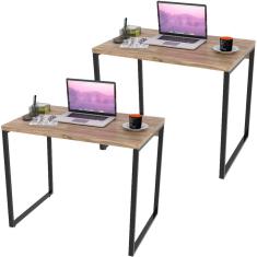 Kit 02 Mesas Para Escritório Home Office 90 Cm Carvalho
