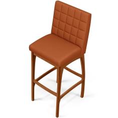 Banqueta Alta Mila L02 Assento em Tecido Base Fixa com Encosto 106 cm Terracota para Cozinha