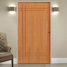 Kit Porta De Madeira Pivotante 210X110Cm Batente 14Cm Fechadura 803 Rolete Externa 9 Imbuia