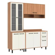 Armário De Cozinha Compacta Modulada 3 Peças Com Balcão Havana Multimóveis Cr20331 Rovere/champanhe