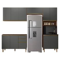 Armário De Cozinha 4 Peças Sem Tampo Lita N03 Carvalho/grafite - Mpozenato