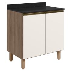 Balcão Para Cooktop Com Tampo 80cm Maly N03 Carvalho-off White - Mpozenato