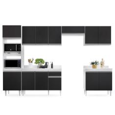 Cozinha Modulada 6 Módulos Composição 8 Branco-preto - Lumil Móveis