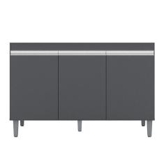 Balcão Gabinete Para Pia 120cm 3 Portas Sem Tampo Manu Cinza - Ajl Móveis