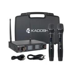 Microfone sem fio kadosh k502m mao duplo pilhas recaregavel