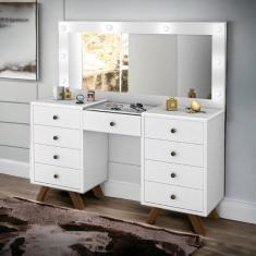 Penteadeira Camarim Com Espelho Mila Branco Luapa