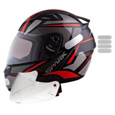 Capacete Masculino Ebf Spider Vermelho Mais Viseira Cristal e Adesivo
