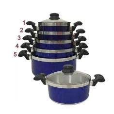 Jogo Panelas Alumínio Azul Tampa de Vidro 5 Peças - CONTINENTAL