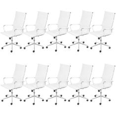 Kit 10 Cadeiras Escritório Presidente Esteirinha Rodízio Relax materia