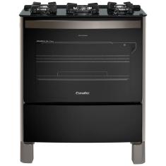 Fogão Esmaltec Esmeralda Glass 5 Bocas Inox Com Forno Autolimpante E Acendimento Automático