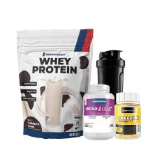 Kit Whey Protein 900g Cafeína BCAA Shaker NewNutrition-Unissex