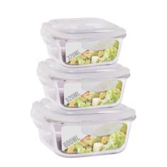 Conjunto Pote Hermético Marmita Quadra Coletion Quadrado