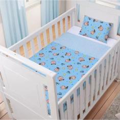 Jogo De Lençol Para Berco Americano Turma Da Mônica 3 Peças Azul E Rosa