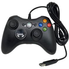 Controle Usb Com Fio Xbox 360 Para Computador PC Notebook Preto