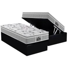 Cama Box Baú Solteiro: Colchão Ortopédico Probel D45 / EP Guarda Costas PróExtreme Plus + Base CRC Suede Black(88x188)