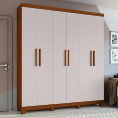 Guarda-roupa Casal 6 Portas 3 Gavetas Jazz e Pés Frassino/Off White