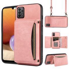 Capa de telefone para Samsung Galaxy A32 4G 6,4 polegadas capa carteira com alça de ombro transversal e suporte de cartão de crédito de couro bolso fino suporte acessórios para celular A 32 32A S32 G4
