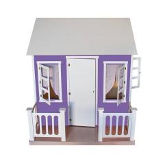 Casinha De Brinquedo Com Cercado E Cortinas Roxa/branco