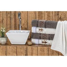 Jogo de Banho Ponto Russo Bia Enxovais Tabaco Tecido