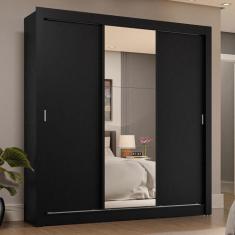 Guarda-Roupa Casal 3 Portas de Correr com Espelho 4 Gavetas Sublime Pl