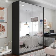 Guarda Roupa Solteiro 100% MDF BP com 2 Portas Espelho Zermatt - RR Mó