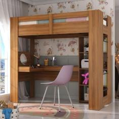 Cama IJuvenil Montreal com Escrivaninha Multifuncional Nogal - Espress