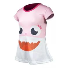 Fantasia Roupa Infantil Menina Rosa Baby Shark Vestido ( dos 2 aos 9 a