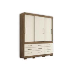 Guarda Roupa Casal 3 Portas De Correr E 9 Gavetas C- Pés Click 3.9 Jatobá-areia - Santos Andirá