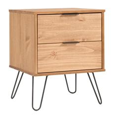 Mesa de Cabeceira de Madeira com 2 Gavetas Marrom Antique