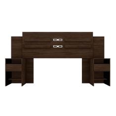 Cabeceira Cama Box Madeirado Casal Triunfo c/ 2 Gavetas - Demóbile Cor Ébano Touch