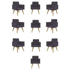 Kit 10 Cadeiras Poltronas Decorativa - Escritório - Recepção Cor: cinza
