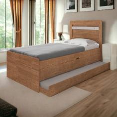 Cama Baú Larissa Solteiro E Off White Com Auxiliar Framar