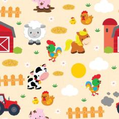 Papel de Parede Animais Fazenda Feliz Infantil 57x270cm - Quartinhos