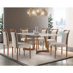 Conjunto Sala de jantar Munique 6 cadeiras Mobillare, Imbuia/Cinamomo/