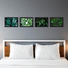 Quadro Decorativo Folhagem Folha 22x32cm Mold Preta Kit 4un - Quartinh