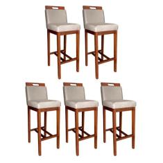 Kit 5 Banquetas Alta para Bancada 104 Cm Veneza Suede Bege CCS - CCS I