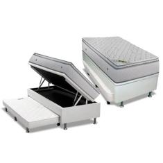 Cama Box Baú c/Auxiliar Solteiro: Colchão Molas Luckspuma MasterPocket